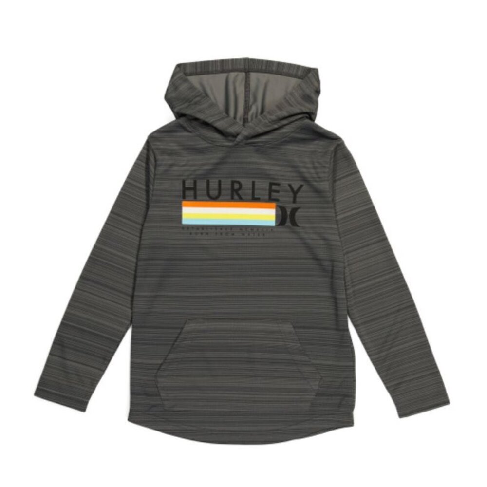 NWT HURLEY Big Boys Belmont Gray H2O Hoodie with font pockets Top